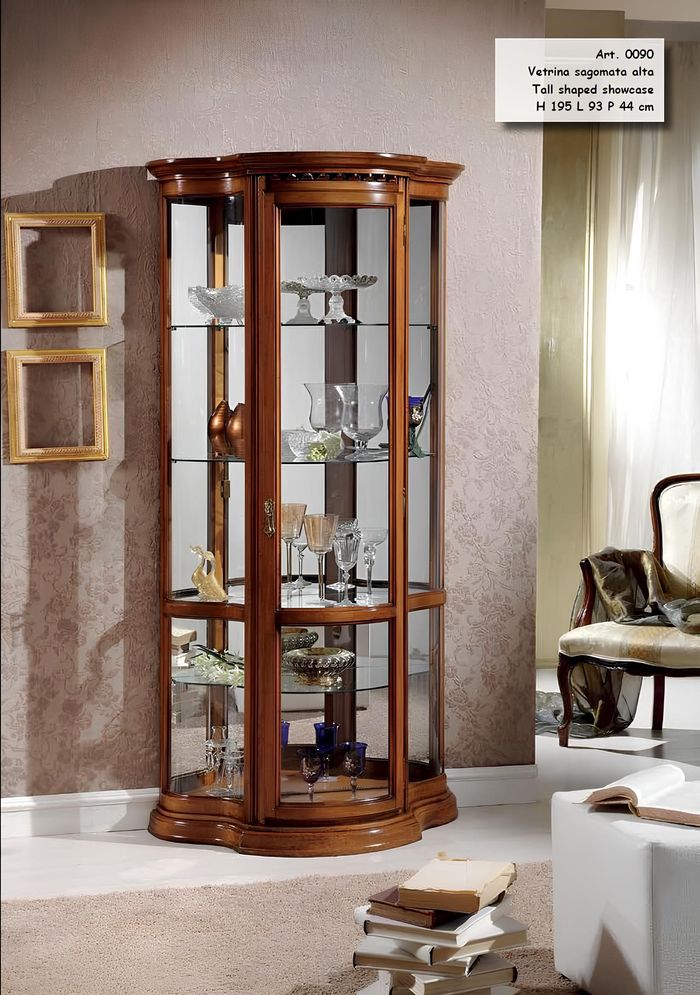 Vitrinen Glas Schrank Braun Vitrine Wohnzimmer Holz Anrichte Luxus Möbel Italien