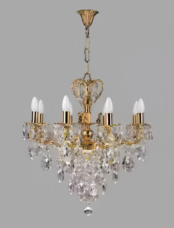 Lüster Kronleuchter Deckenlampe Deckenleuchter Gold Luxus Art Crystal