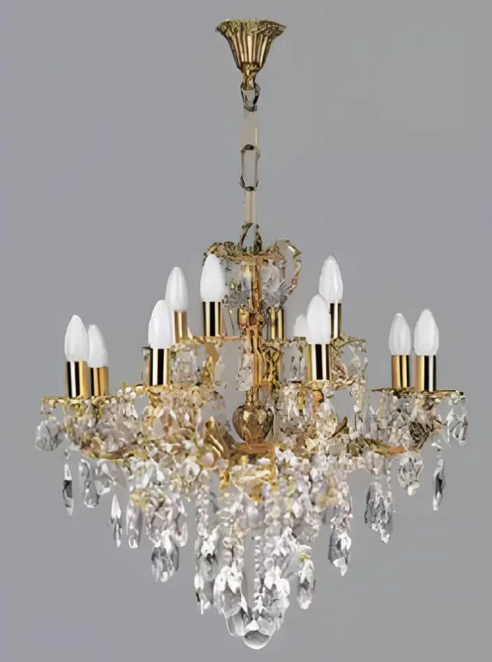 Luxus Deckenleuchter Lüster Kronleuchter Deckenlampe Kristall Gold