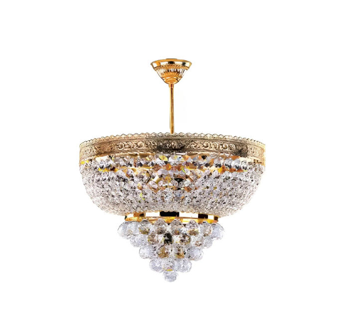 Runder Kronleuchter Luxus Deckenleuchter Lüster Deckenlampe Kristall Gold 50x60