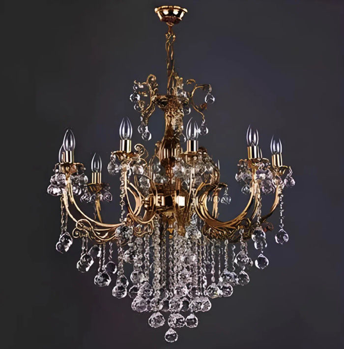 Luxus Lampe Deckenleuchter Lüster Kronleuchter Deckenlampe Kristall Gold