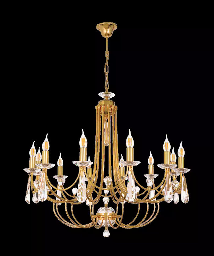 Luxus Crystal Lüster Deckenlampe Kronleuchter Deckenleuchter Gold Art