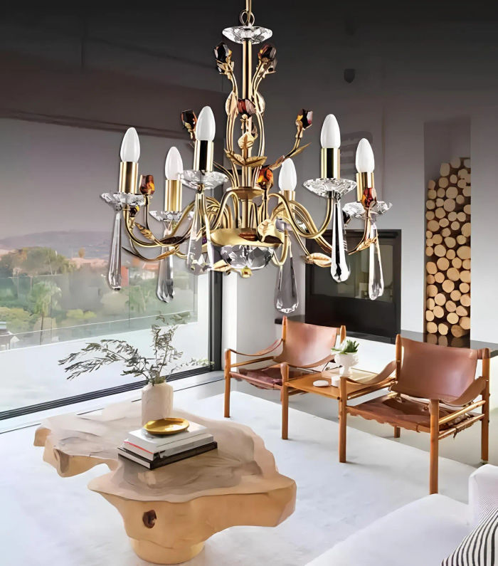 Moderne Kristall Lüster Deckenlampe Deckenprunk Hängekristalllampe