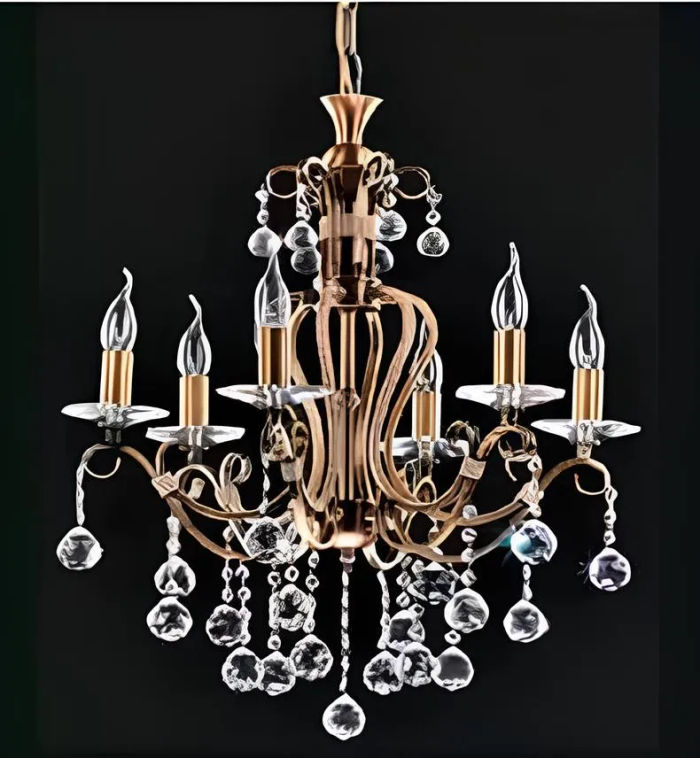 Luxus Deckenleuchter Lüster Kronleuchter Deckenlampe Gold Kristall Art