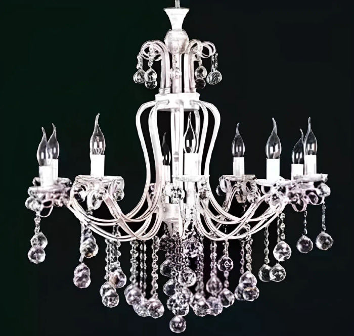 Luxus Deckenleuchter Lüster Kronleuchter Deckenlampe Kristall Silber