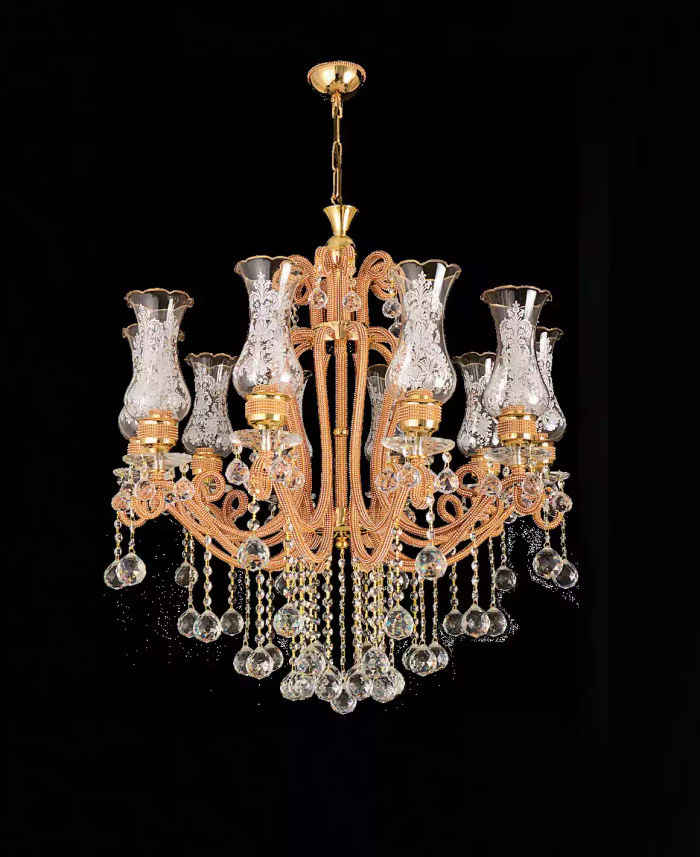 Luxus Deckenleuchter Lüster Kronleuchter Deckenlampe Kristall Gold Lampe