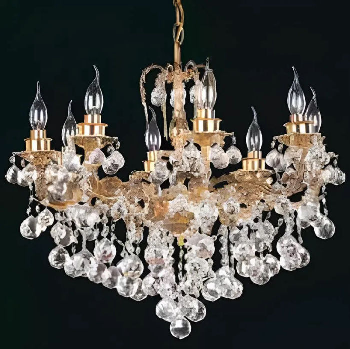 Luxus Lüster Kronleuchter Deckenlampe Deckenleuchter Crystal Art Gold