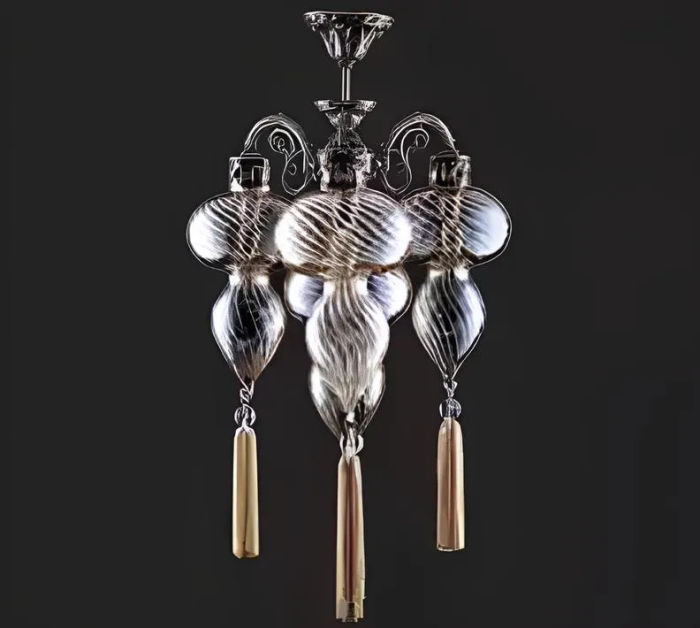 Lampen Deckenleuchter Lüster Kronleuchter Deckenlampe Glas Silber Neu