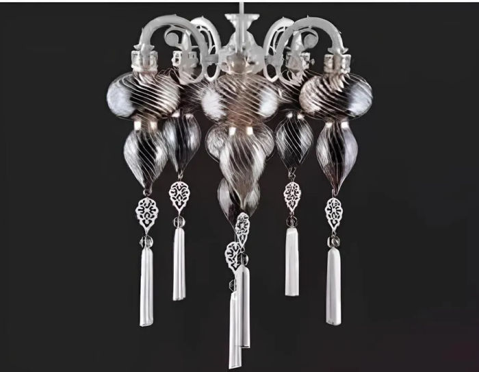 Deckenleuchter Lüster Kronleuchter Deckenlampe Lampen Glas Silber Neu