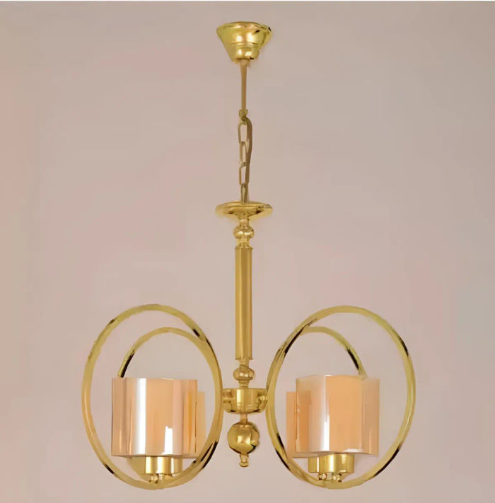 Deckenlampe in Goldfarben Luxus Decken Luster Glass Wohnzimmer
