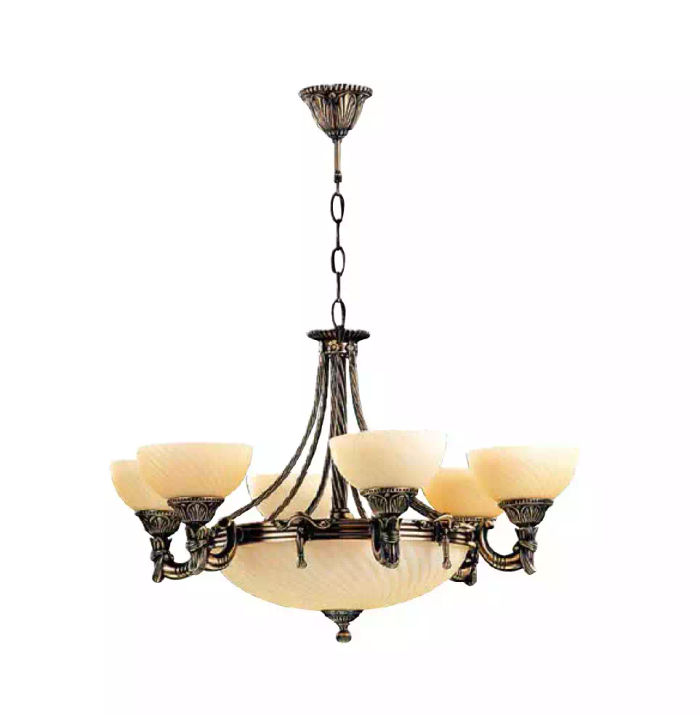 Lüster Deckenleuchter Modern Kronleuchter Deckenlampe Beige Glas Lampe
