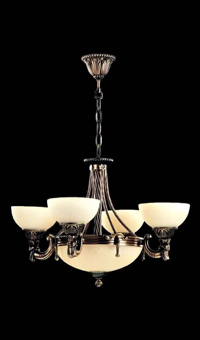 Lüster Deckenleuchter Modern Kronleuchter Deckenlampe Beige Glas Lampe