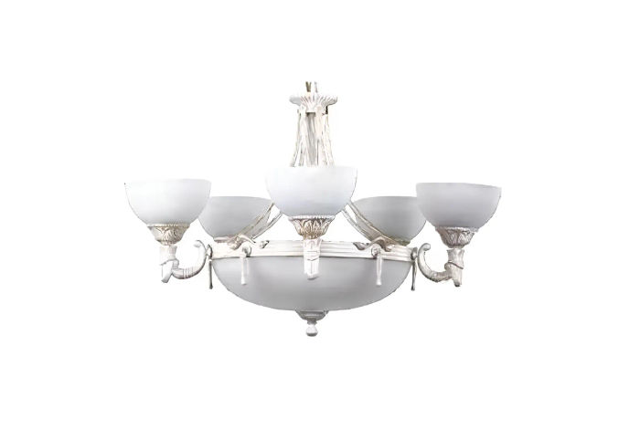 Deckenleuchter Luster Kronleuchter Deckenlampe Weiß Glas Lampen 70x77cm