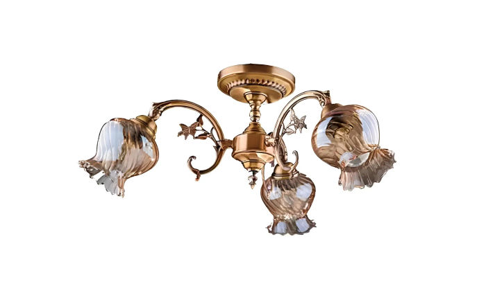 Kronleuchter Deckenleuchter Lüster Deckenlampe Lampen Glas Gold Art