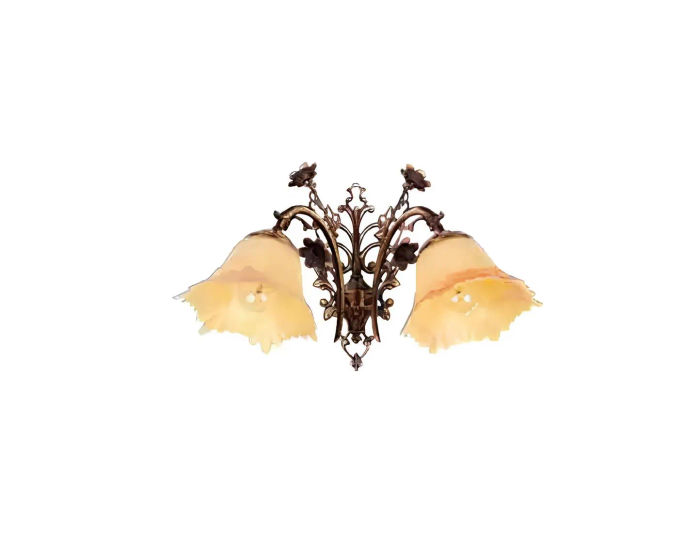 Wandlampe Wandleuchten Wandleuchte Lüster Wand Lampe Blumen Glas Braun