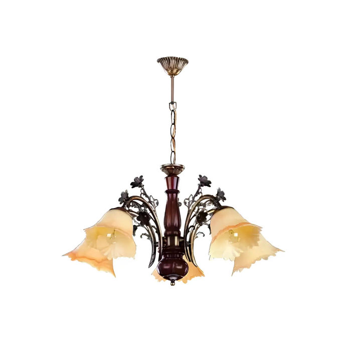 Deckenlampe Blumen Deckenleuchter Lüster Kronleuchter Lampe Glas Beige