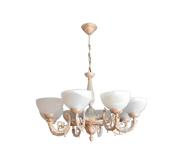 Kronleuchter Deckenleuchter Lüster Deckenlampe Lampen Glas Beige Art