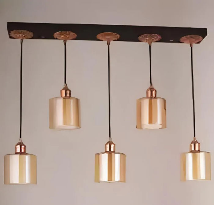 Goldene Runde Kronleuchter Deckenleuchter Deckenlampe Lüster Leuchte