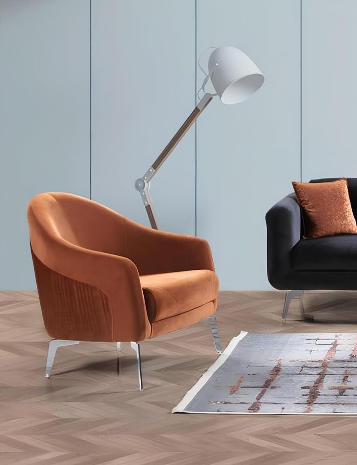 Design Sofa Sessel Couch Polster 1 Sitzer Textil Einsitzer Neu braune Farbe