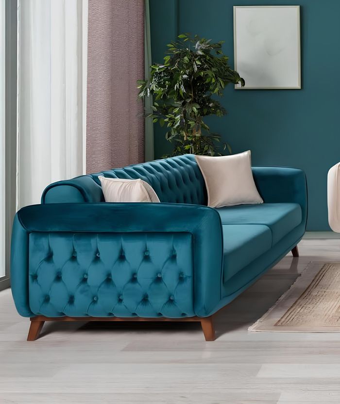 Design Couch Polster Sofas Stoff Turkis 3 Sitzer Dreisitzer Couchen Sitzpolster