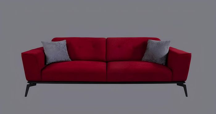 Sofa 3 Sitzer Textil Burgund Sofas Couch Polster Möbel Moderner Dreisitzer Rote