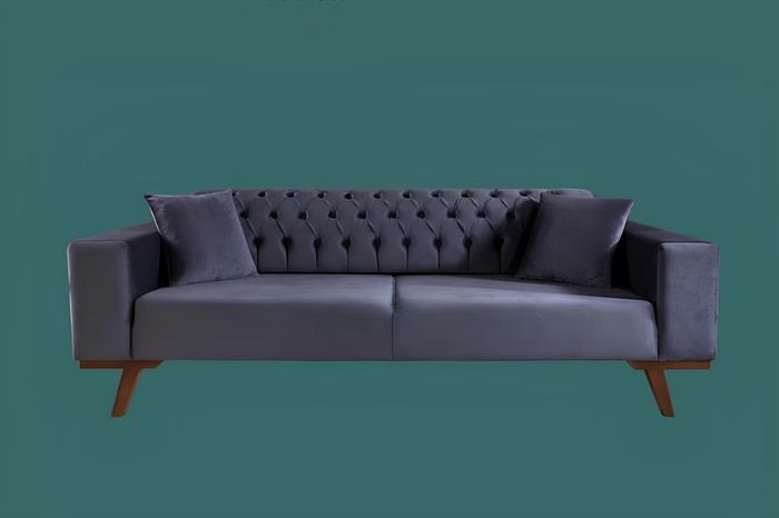 Sofa Design Dreisitzer Moderne Couch grau Couchen Möbel Polster Neu Holz Sofas