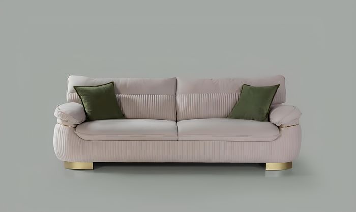 Dreisitzer Sofa 3 Sitz Sofa Couchen Stoff Couch Möbel Modern Samt Weich Beige