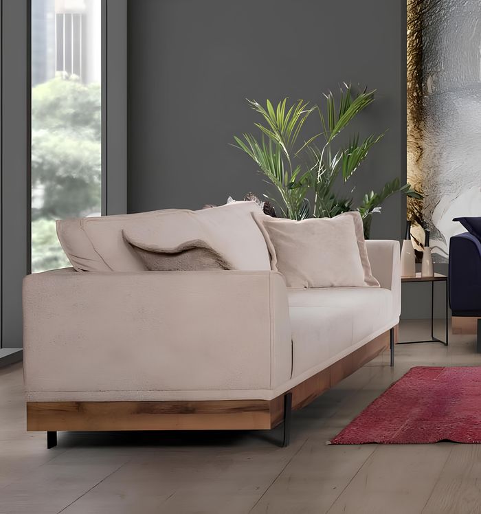 Design Couch Polster Sofa Moderne 3er Sofas Zimmer Möbel Beige Sitz neu