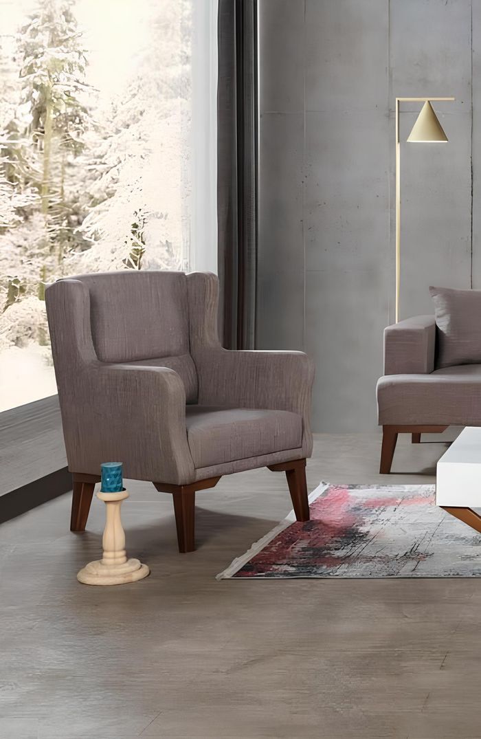Luxus Möbel Sofagarnitur Couch Sofa Polster 3+3+1 Wohnzimmer Taupe Sofas Couchen