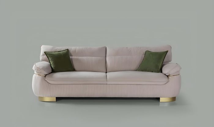 Sofagarnitur 3+3+1 Sitzer Sofa grau Couch Polster Garnitur Couchen Stoff Möbel
