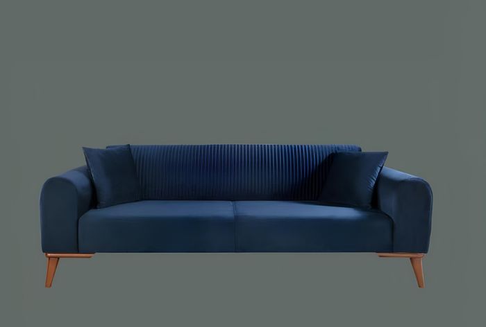 Sofagarnitur Sofa Garnitur Sofas 3+3+1 Sitzer Sessel Royal Blaue Couch Samt 3tlg