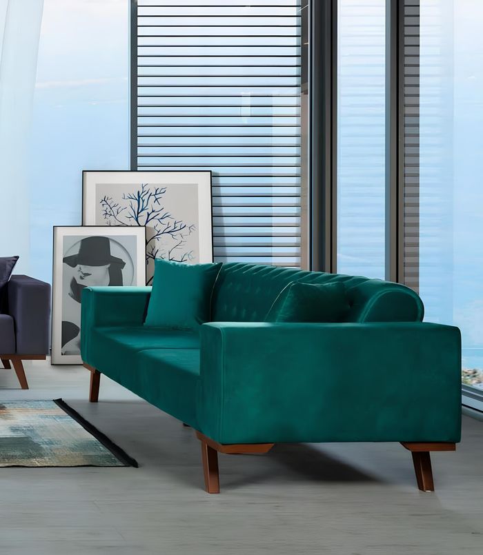 Wohnzimmer Stil Möbel Sofagarnitur Couch Sofa Möbel 3+3+1 Sitz Violett Turkis
