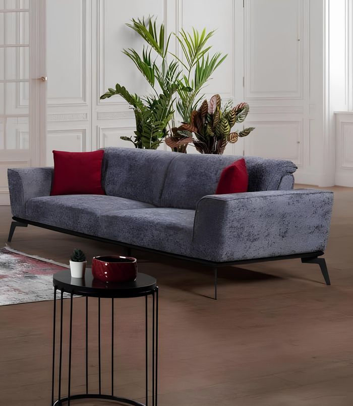 Sofagarnitur 331 Sitz Polster Sofa Wohnlandschaft Sofas Couch Möbel Rot Grau