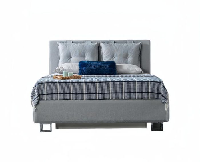 Schlafzimmermöbel Bett Modern Grau Holzgestell Luxus Design Möbel Hochwertig