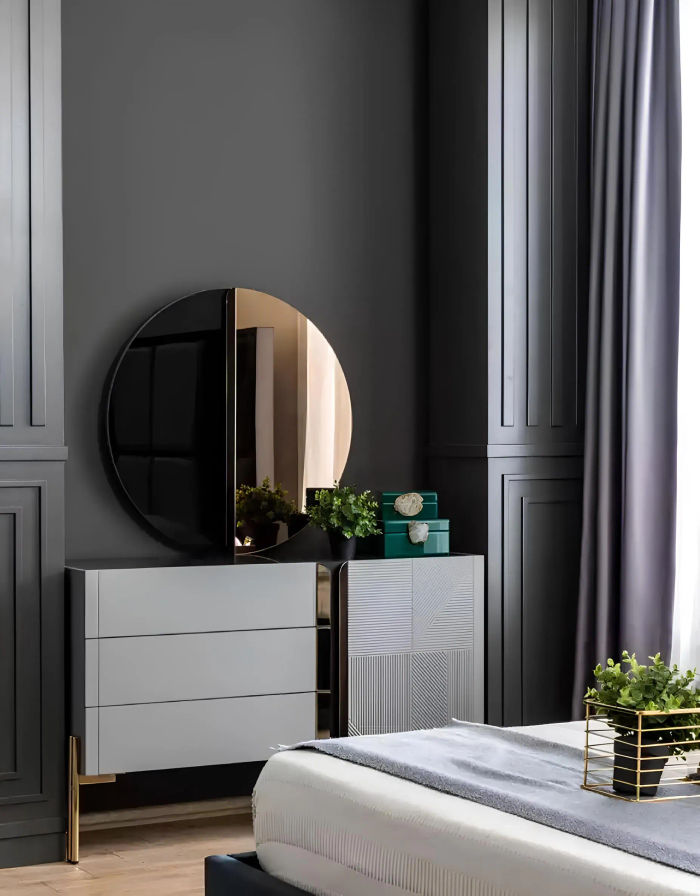 Kommode Spiegel Konsole Luxus Grau Kommoden Holz Design Set Sideboard