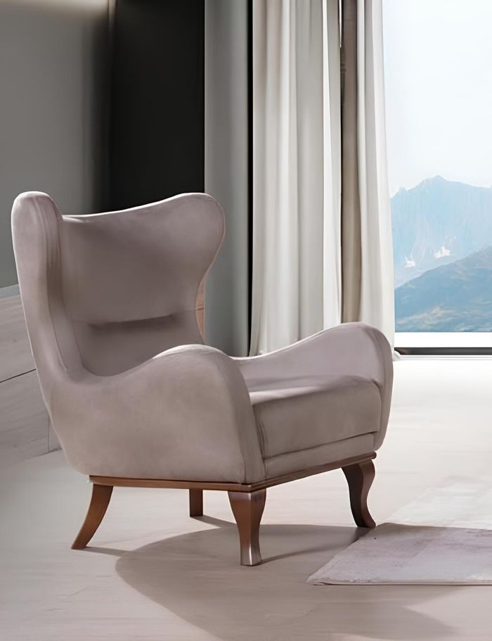Sessel Einsitzer 1 Sitzer Polster Sitz Designer Textil Sitz Stoff Modern Beige
