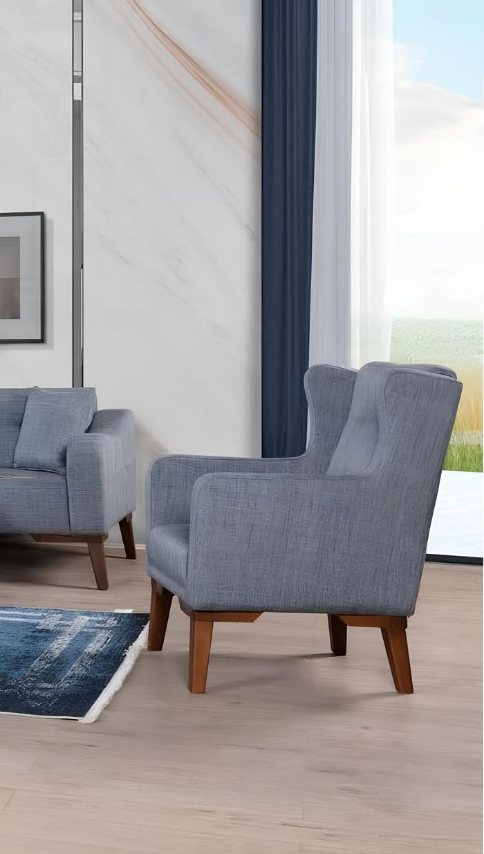 Stuhl Luxus Möbel Wohnzimmer Esszimmer Holz Sessel Möbel Lehnstuhl Grauer Lehn