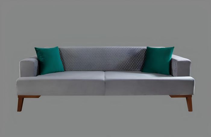 Graue Dreisitzer Samt Couch Wohnzimmer Couchen Sofa Elegante Sitzmöbel Sofa Neu