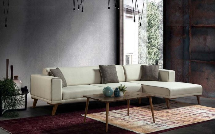 Ecksofa L-Form Sofas Couches Sofas Ecke Couch Polstermöbel Textil Weiß Couchen