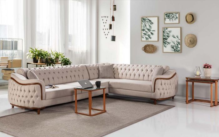 Ecksofa Wohnlandschaft Chesterfield Couch Polster Eckgarnitur Sofa Couchen Möbel