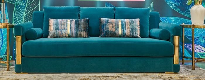 Sofa 3 Sitzer Wohnlandschaft Sofas Polster Garnitur Textil Edelstahl Dreisitzer