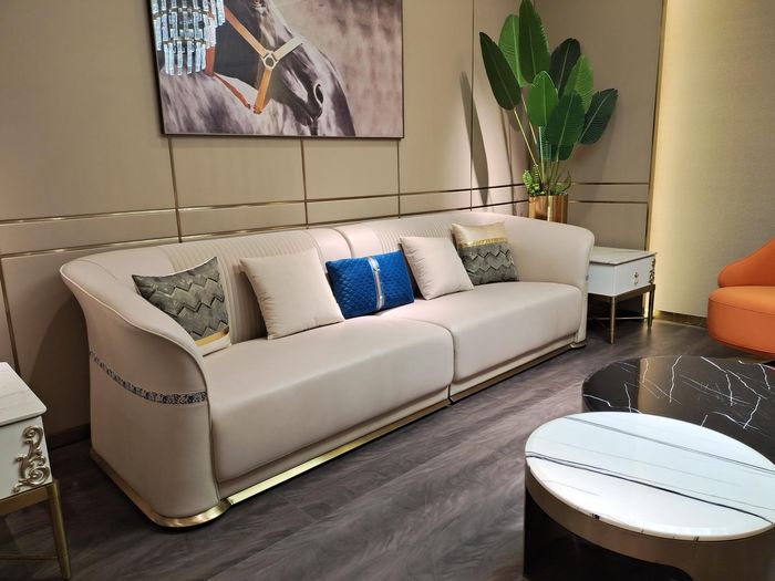 Dreisitzer 3er Set Design Sofas Polster Couchen Textilleder Ledersofa 285cm Neu