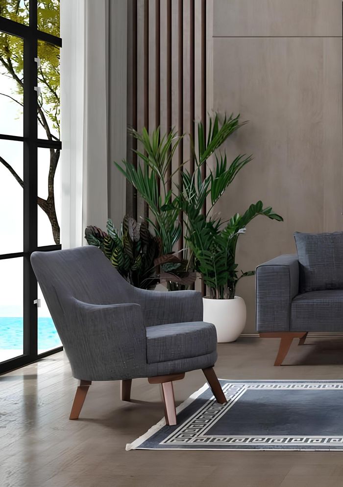 Sofagarnitur 3+3+1 Sitz Set Design Sofas Polster Couchen Grau Couch Möbel 3tlg.