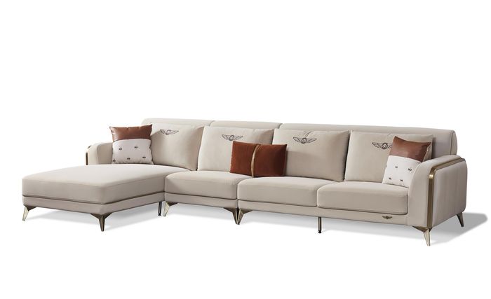 Ecksofa Grau Stoff L Form Sofa Couch Design Couch Polster Textil Modern Garnitur