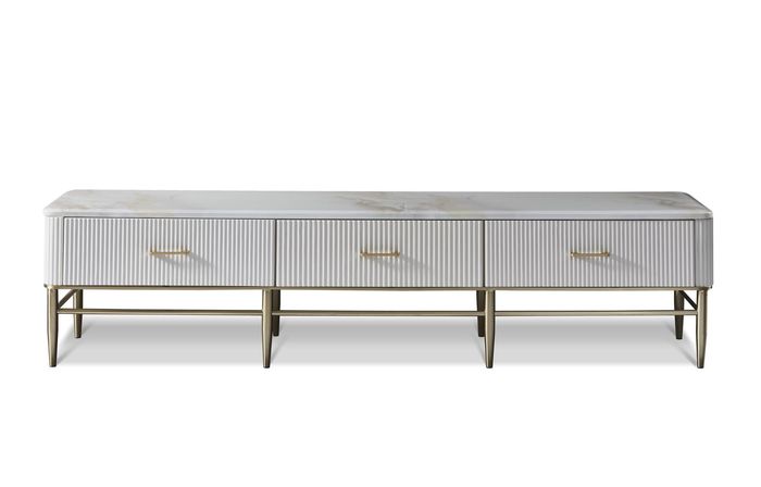 Designer Kommode Anrichte Low Board Side Schrank Wohn Zimmer Regal Metall Luxus