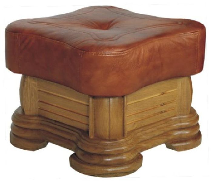 Echt Holz Braun Hocker Leder Luxuspolster Fußhocker Ottomane Echtes Leder Neu