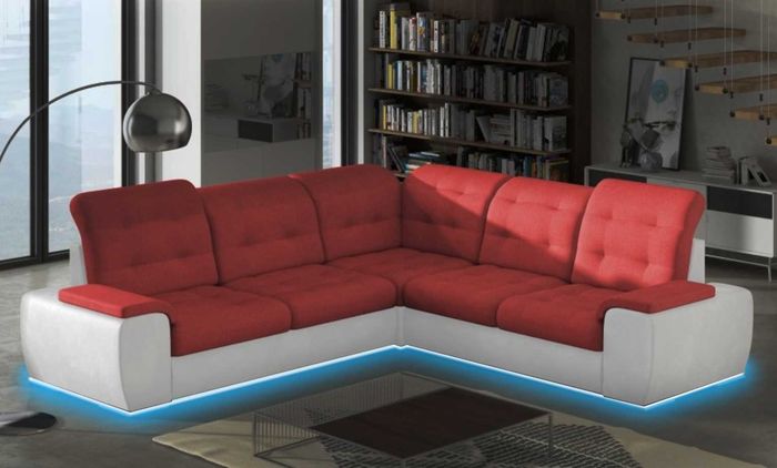 Wohnlandschaft Couch Polster Textil Stoff Leder Sitz Garnitur Eck Schlafsofa C3