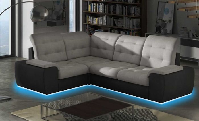 Wohnlandschaft Couch Polster Textil Stoff Leder Sitz Garnitur Eck Schlafsofa C4