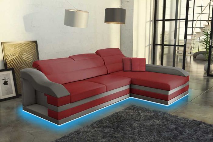 Wohnlandschaft Couch Polster Textil Stoff Leder Sitz Garnitur Eck Schlafsofa HA