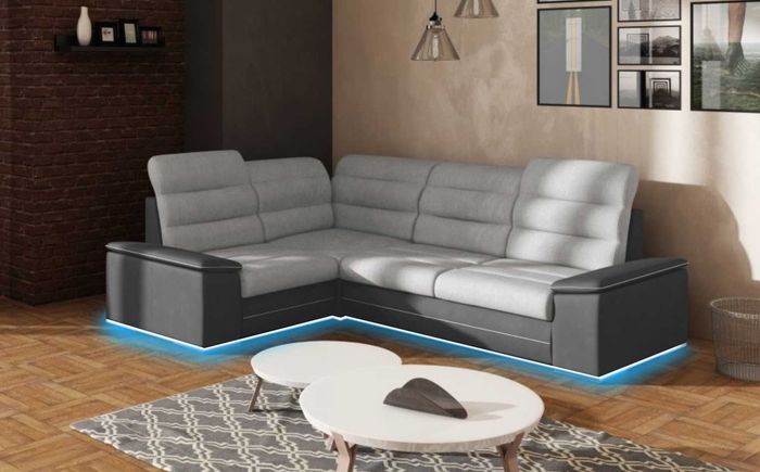 Wohnlandschaft Couch Polster Textil Stoff Leder Sitz Garnitur Eck Schlafsofa P4